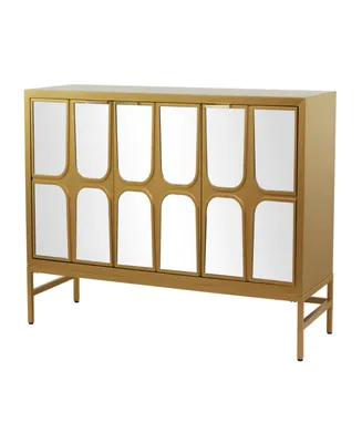 Rosemary Lane 32" Wood 1 Shelf and 3 Doors Cabinet with Mirrored Front