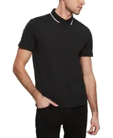 Guess Men's Logo Taped Tipped Collar Polo Shirt