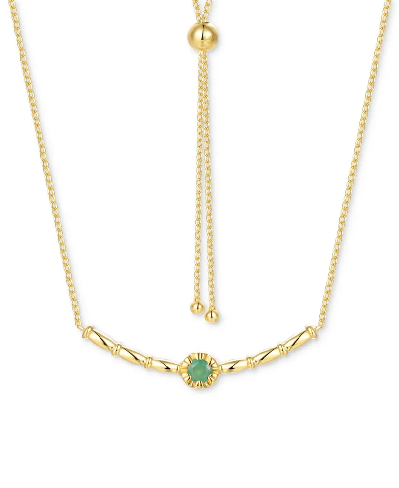 Emerald Polished Bar 18" Bolo Necklace (1/3 ct. t.w.) Gold-Plated Sterling Silver (Also Ruby & Sapphire)