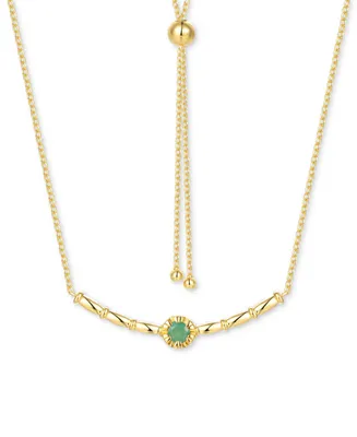 Emerald Polished Bar 18" Bolo Necklace (1/3 ct. t.w.) Gold-Plated Sterling Silver (Also Ruby & Sapphire)