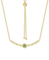 Emerald Polished Bar 18" Bolo Necklace (1/3 ct. t.w.) Gold-Plated Sterling Silver (Also Ruby & Sapphire)