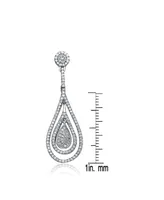 Genevive Sterling Silver Cubic Zirconia White Gold Plated Outlined Teardrop Earrings