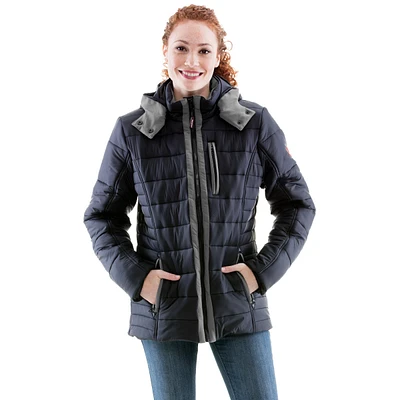 RefrigiWear Women's Pure-Soft Lightweight Insulated Jacket with Removable Hood