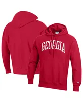 Men's Champion Red Georgia Bulldogs Team Arch Reverse Weave Pullover Hoodie