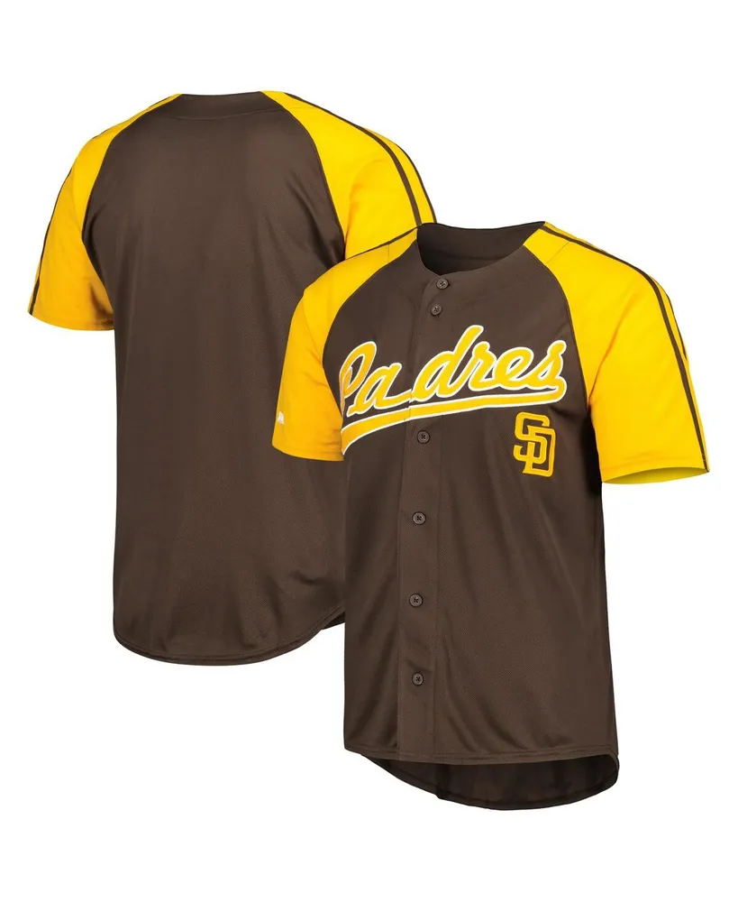 Men's Stitches Brown San Diego Padres Button-Down Raglan Fashion Jersey