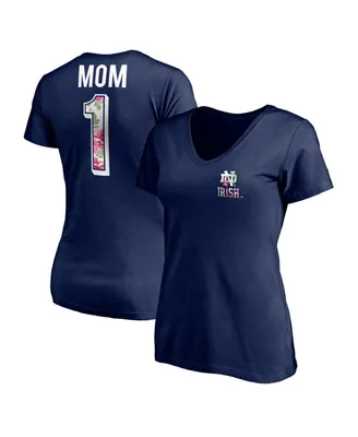 Women's Fanatics Navy Notre Dame Fighting Irish Mother's Day Logo V-Neck T-shirt