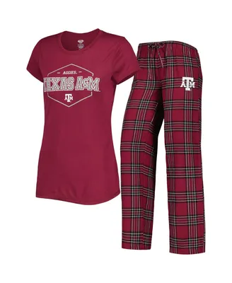 Women's Concepts Sport Maroon, Black Texas A&M Aggies Badge T-shirt and Flannel Pants Sleep Set
