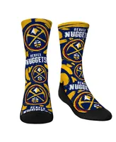 Youth Boys and Girls Rock 'Em Socks Denver Nuggets Allover Logo and Paint Crew Socks