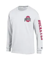 Men's Champion White Ohio State Buckeyes Team Stack 3-Hit Long Sleeve T-shirt