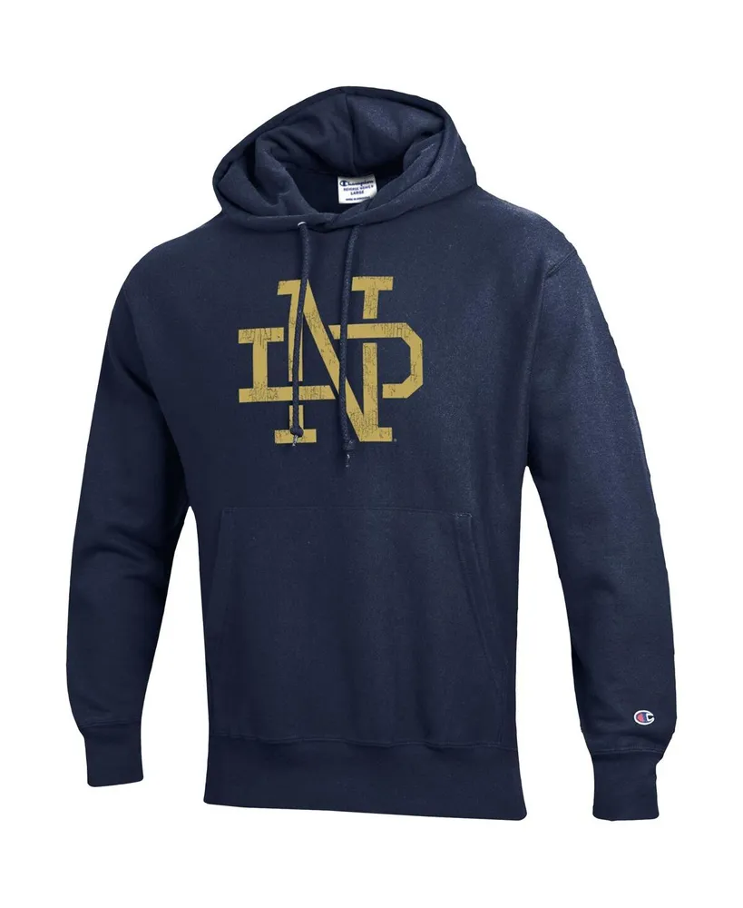 Men's Champion Navy Notre Dame Fighting Irish Vault Logo Reverse Weave Pullover Hoodie