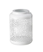 Glitzhome 8.75" H Metal Cutout Solar Powered Outdoor Hanging Lantern with Edison Bulb