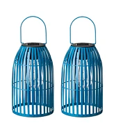 Glitzhome 9.75" H Metal Woven Solar Powered Outdoor Hanging Lantern