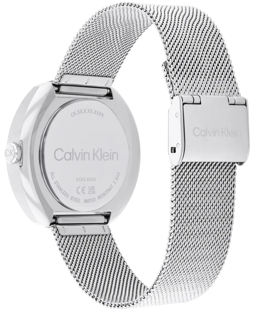 Calvin Klein Women's Multifunction Silver-Tone Stainless Steel Mesh Bracelet Watch 38mm