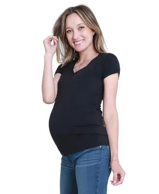Women's Maternity Basic Short Sleeve V Neck Tee