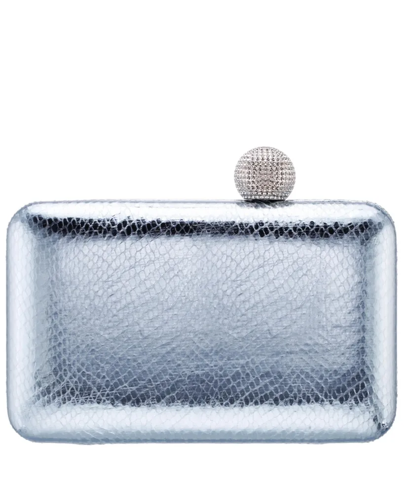 Nina Embossed Snake Minaudiere with Crystal Clasp