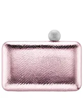 Nina Embossed Snake Minaudiere with Crystal Clasp