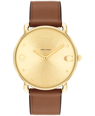 Coach Unisex Elliot Saddle Leather Strap Watch, 36mm