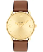 Coach Unisex Elliot Saddle Leather Strap Watch, 36mm