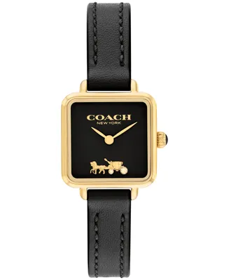 Coach Women's Cass Signature Horse and Carriage Black Leather Strap Watch, 22mm