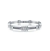 Metallo Mens Stainless Steel with Silver Cable Bracelet