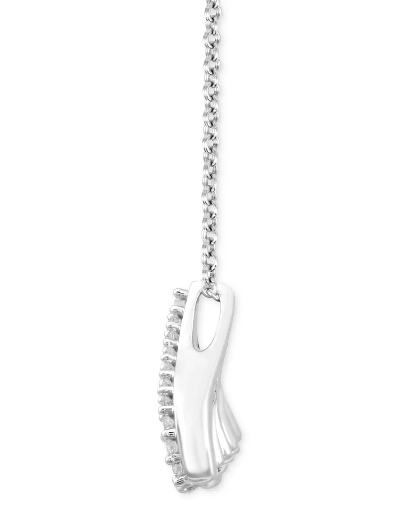 Enchanted Disney Fine Jewelry Diamond Ariel Mermaid Tail Pendant Necklace (1/6 ct. t.w.) in Sterling Silver & 10k Rose Gold - Two