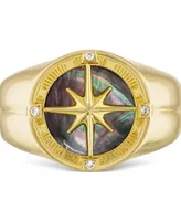 Bulova Men's Marine Star Diamond Accent Ring 14k Gold-Plated Sterling Silver
