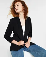 Bar Iii Women's Knit 3/4-Sleeve Boyfriend Blazer, Created for Macy's