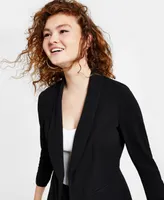 Bar Iii Women's Ruched 3/4-Sleeve Knit Blazer, Created for Macy's