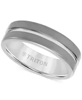 Triton Men's Sandblast Double Row Wedding Band Gray Tungsten Carbide