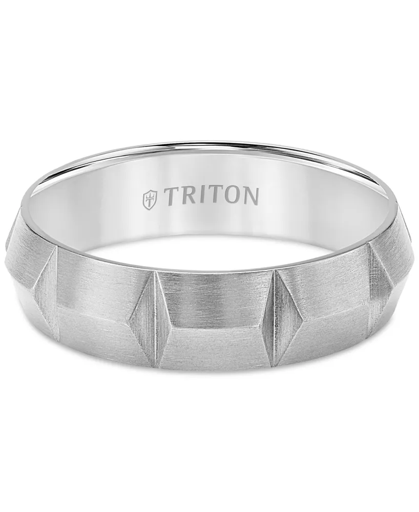Triton Men's Carved Comfort Fit Wedding Band Gray Titanium