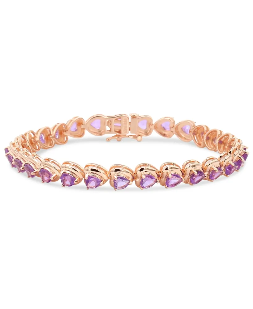 Amethyst Heart Link Bracelet (5-3/4 ct. t.w.) in Rose Gold-Plated Sterling Silver