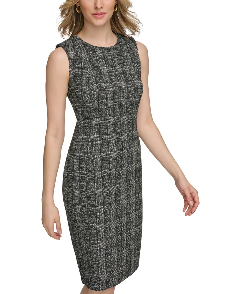 Calvin Klein Women's Plaid Sleeveless Sheath Dress
