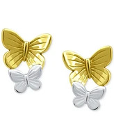 Giani Bernini Double Butterfly Stud Earrings in Sterling Silver & 18k Gold-Plate, Created for Macy's - Two