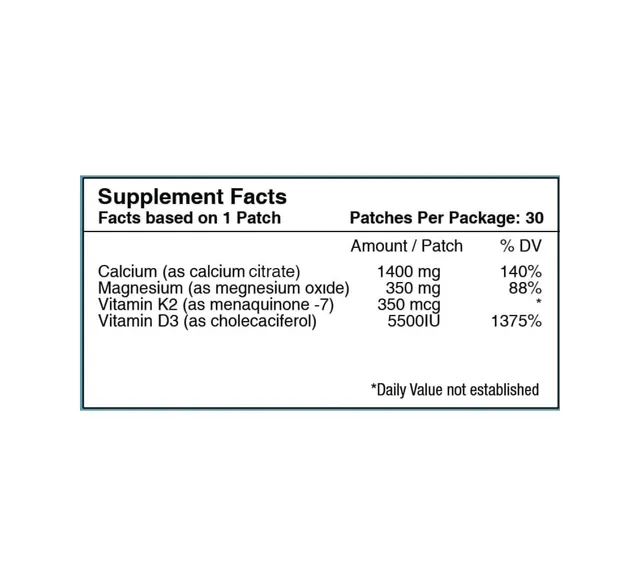 Vitamin D3 Plus Calcium Vitamin Patch by PatchAid Color: Clear