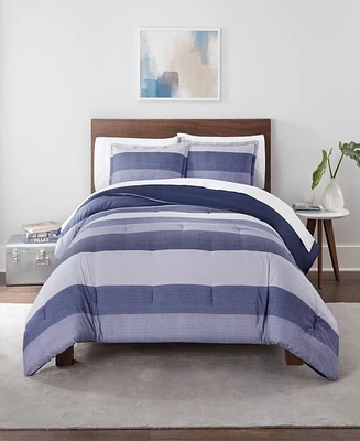 Serta Simply Clean Billy Textured Stripe Microbial-Resistant -Piece Comforter Set