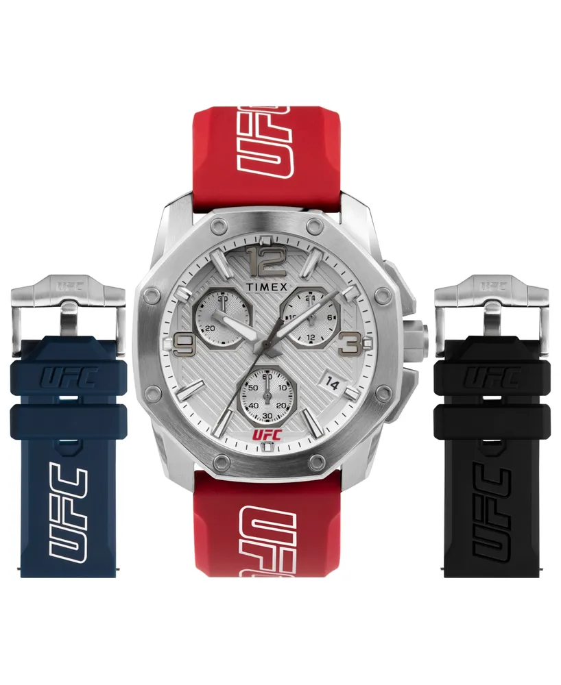 Timex Ufc Men's Quartz Icon Red Silicone Watch 45mm and Strap Gift Set