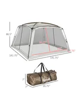 Outsunny 141.75" x 141.75" Screen House Room, UV50+ Screen Tent with 2 Doors and Carry Bag, Easy Setup, for Patios Outdoor Camping Activities
