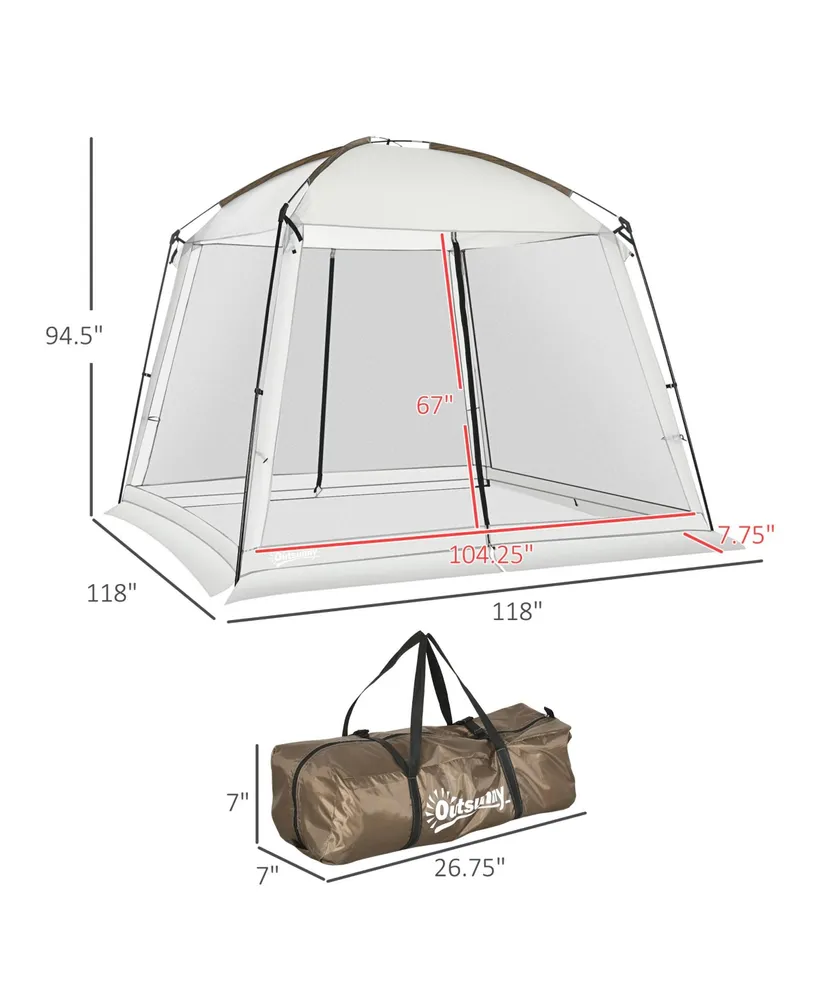 Outsunny 10' x 10' Screen House Room, UV50+ Screen Tent with 2 Doors and Carry Bag, Easy Setup, for Patios Outdoor Camping Activities