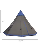 Outsunny 6-7 Person Large Family Party Camping Tent W/ Carrying Bag, Mesh Window