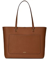 Lauren Ralph Karly Crosshatch Leather Large Tote