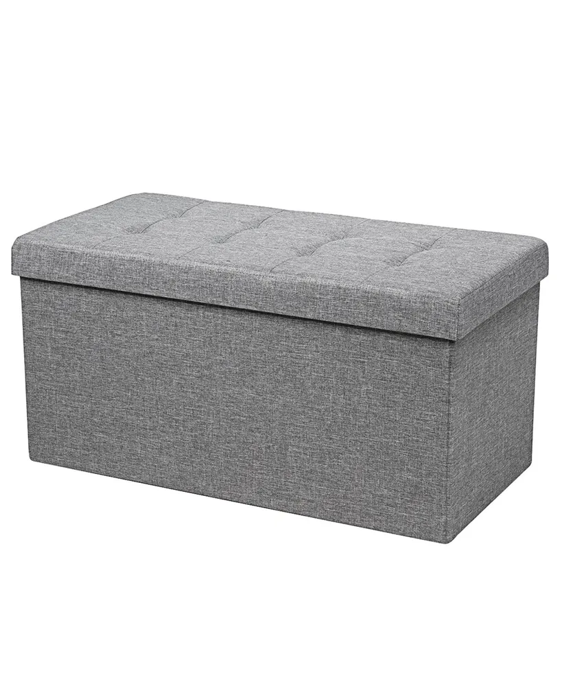 Costway 31.5''Fabric Foldable Storage Ottoman Toy Chest W/Removable Storage Bin