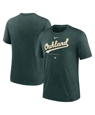 Men's Nike Heather Green Oakland Athletics Authentic Collection Early Work Tri-Blend Performance T-shirt