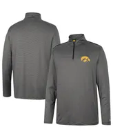 Men's Colosseum Charcoal Iowa Hawkeyes Logo Quarter-Zip Windshirt