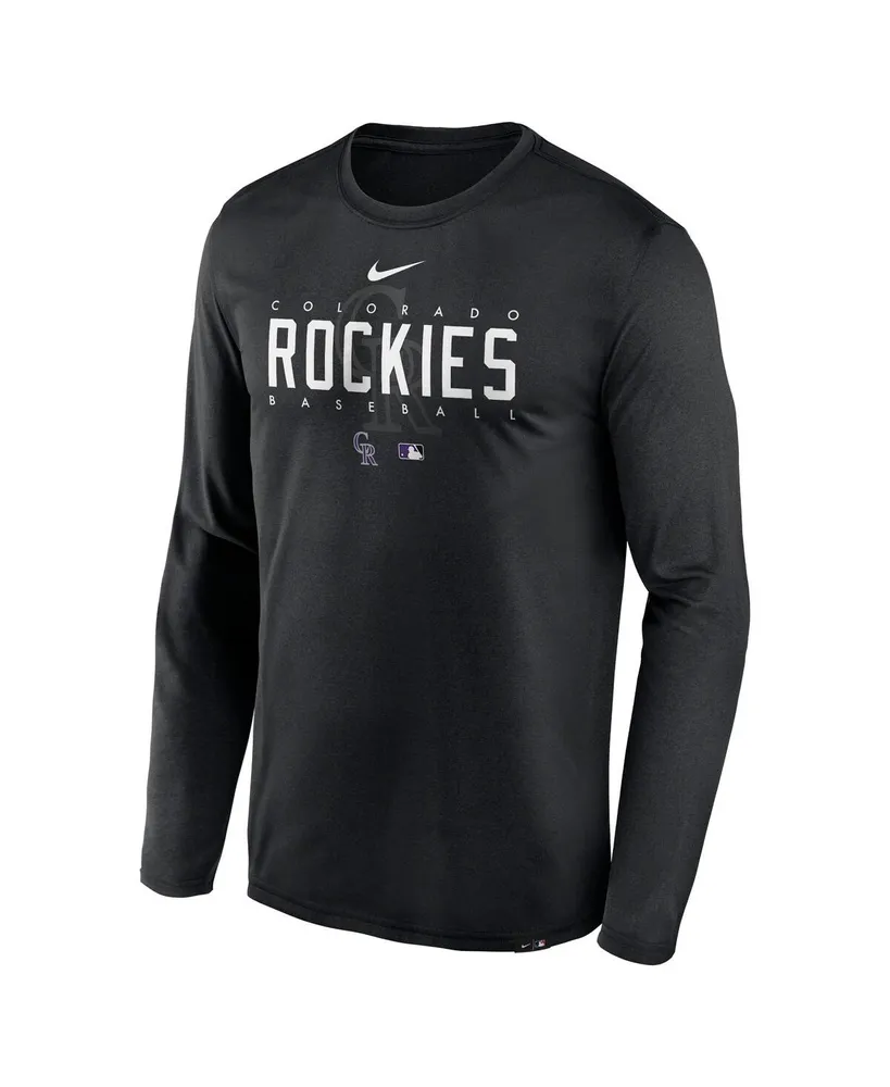 Men's Nike Black Colorado Rockies Authentic Collection Team Logo Legend Performance Long Sleeve T-shirt