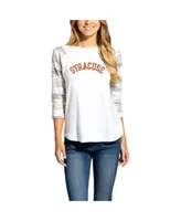 Women's White, Camo Syracuse Orange Boyfriend Baseball Raglan 3/4 Sleeve T-shirt