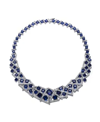 Rachel Glauber Mesmerizing 3D Geometric Cluster Eternity Necklace with Graduated Basketweave Stack