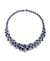 Rachel Glauber Mesmerizing 3D Geometric Cluster Eternity Necklace with Graduated Basketweave Stack