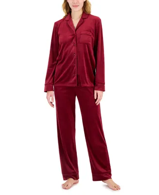 I.n.c. International Concepts Women's Velour Notch Collar Packaged Pajama Set, Created for Macy's