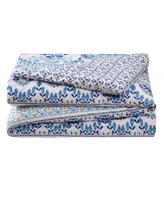 Vcny Home Malik Reversible Blue Medallion 5-Piece Comforter Set, Full/Queen