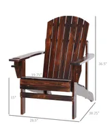 Outsunny Wooden Adirondack Chair, Outdoor Patio Lawn Chair with Cup Holder, Weather Resistant Lawn Furniture, Classic Lounge for Deck, Garden